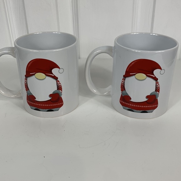 NWOT Design PAC set of 2 Gnome mugs. White with gnomes dressed in red - Picture 2 of 4